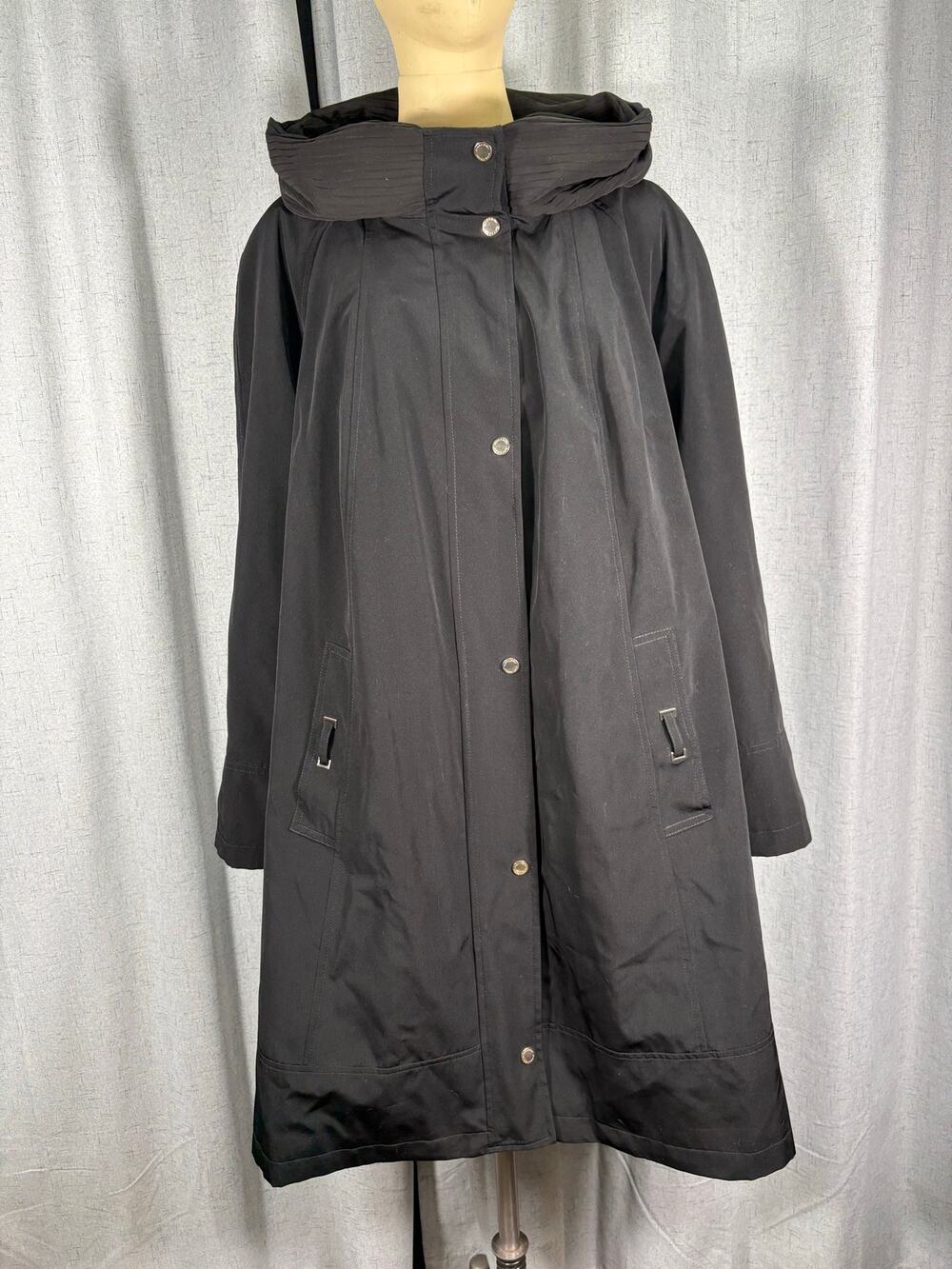 Plus Size Jacket Gallery New York Women 1x Black Hooded Coat Removable Lining